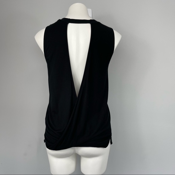 Aritzia Babaton gervasio t-shirt black open cut out drape cross back muscle top - Picture 11 of 16